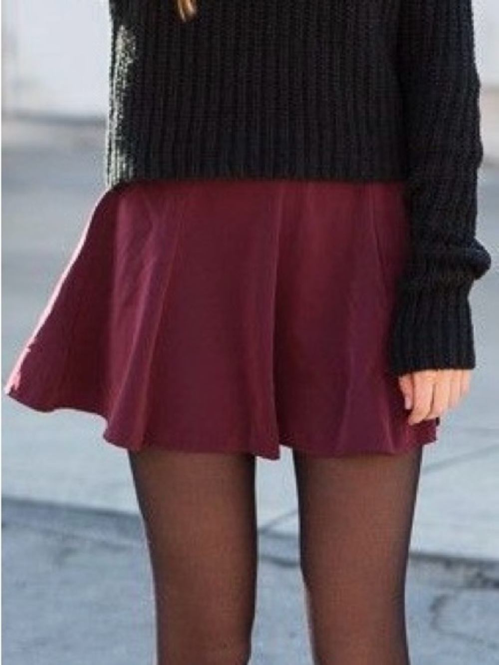 Women's Brandy Melville Skater Skirt Burgundy